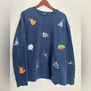 ✨ Disney Parks Embroidered Icons Crewneck Sweatshirt ✨